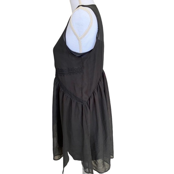 Express Dress Womens Sz Medium Black Top Layer Sheer Full Cami Lace Sleeveless - Picture 5 of 10